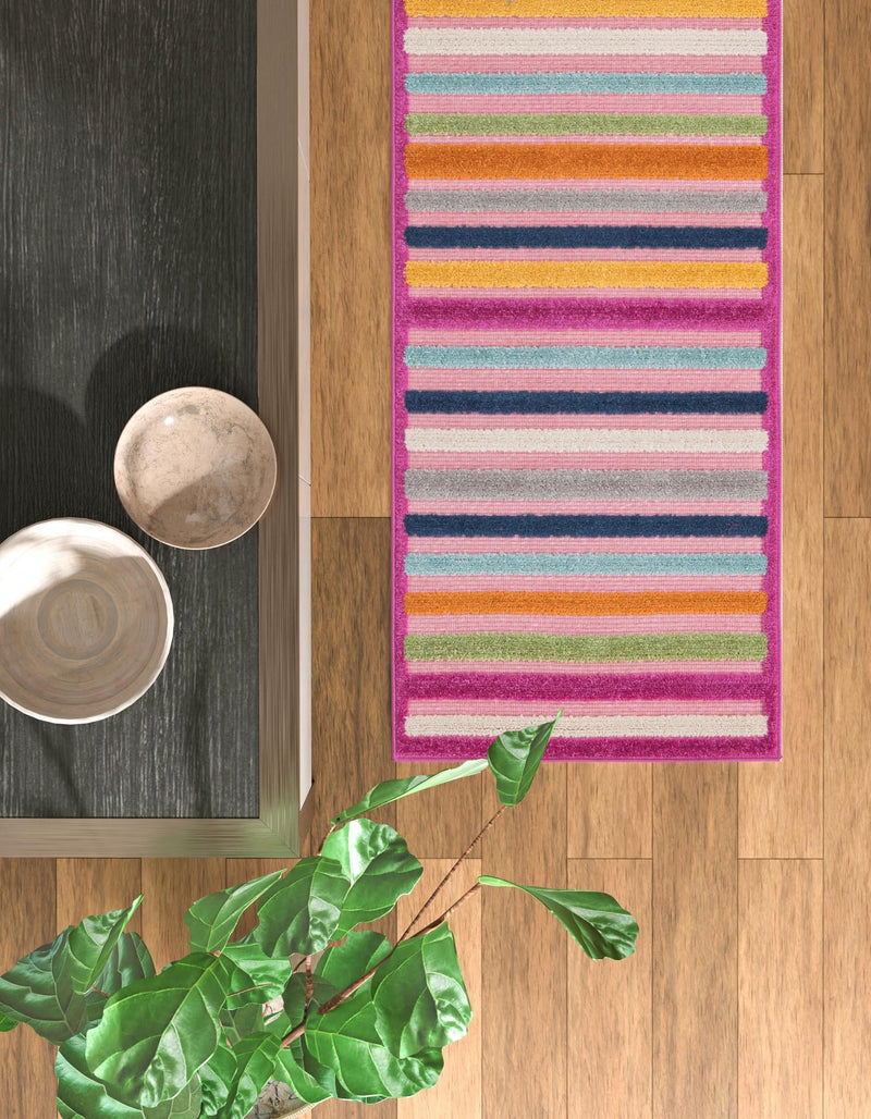 Bahama Breeze Outdoor Collection Area Rug - Exuma Runner Pink lifestyle 208