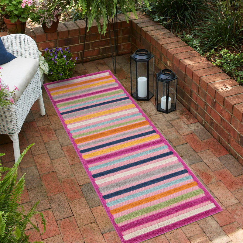 Bahama Breeze Outdoor Collection Area Rug - Exuma Runner Pink lifestyle 80