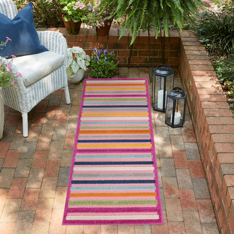 Bahama Breeze Outdoor Collection Area Rug - Exuma Runner Pink lifestyle 83