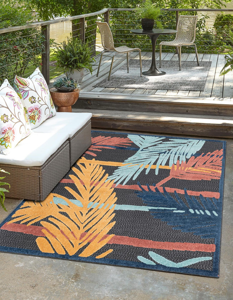 Caribbean Terrace Collection Area Rug - Antigua Rectangle Charcoal lifestyle 3