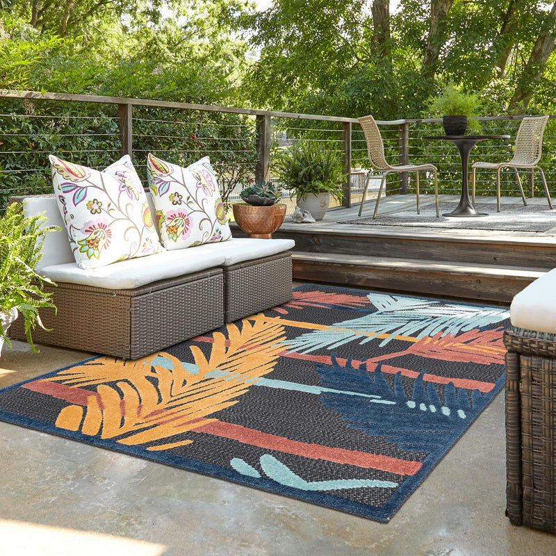 Caribbean Terrace Collection Area Rug - Antigua Rectangle Charcoal lifestyle 29