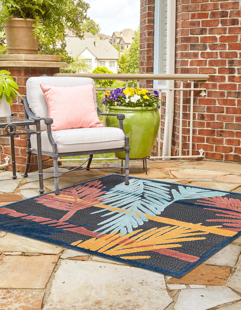 Caribbean Terrace Collection Area Rug - Antigua Square Charcoal lifestyle 36
