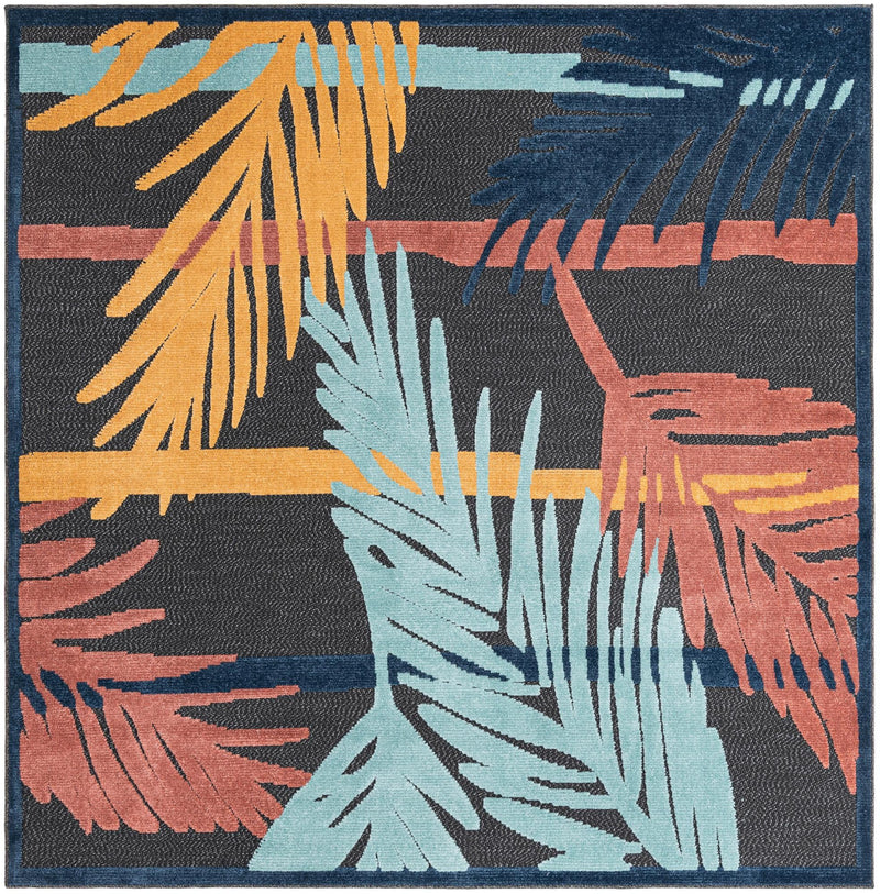 Caribbean Terrace Collection Area Rug - Antigua Square Charcoal lifestyle 31
