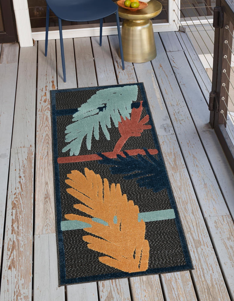 Caribbean Terrace Collection Area Rug - Antigua Runner Charcoal lifestyle 38