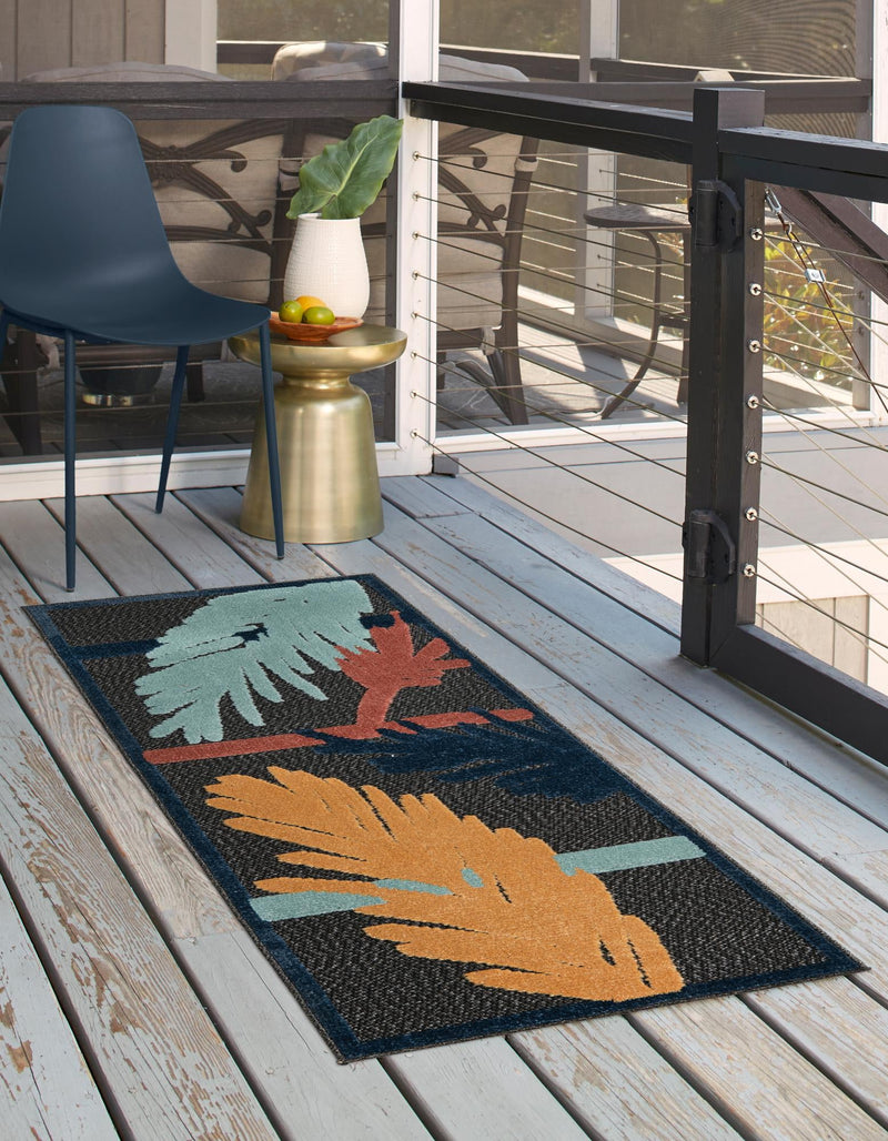 Caribbean Terrace Collection Area Rug - Antigua Runner Charcoal lifestyle 43