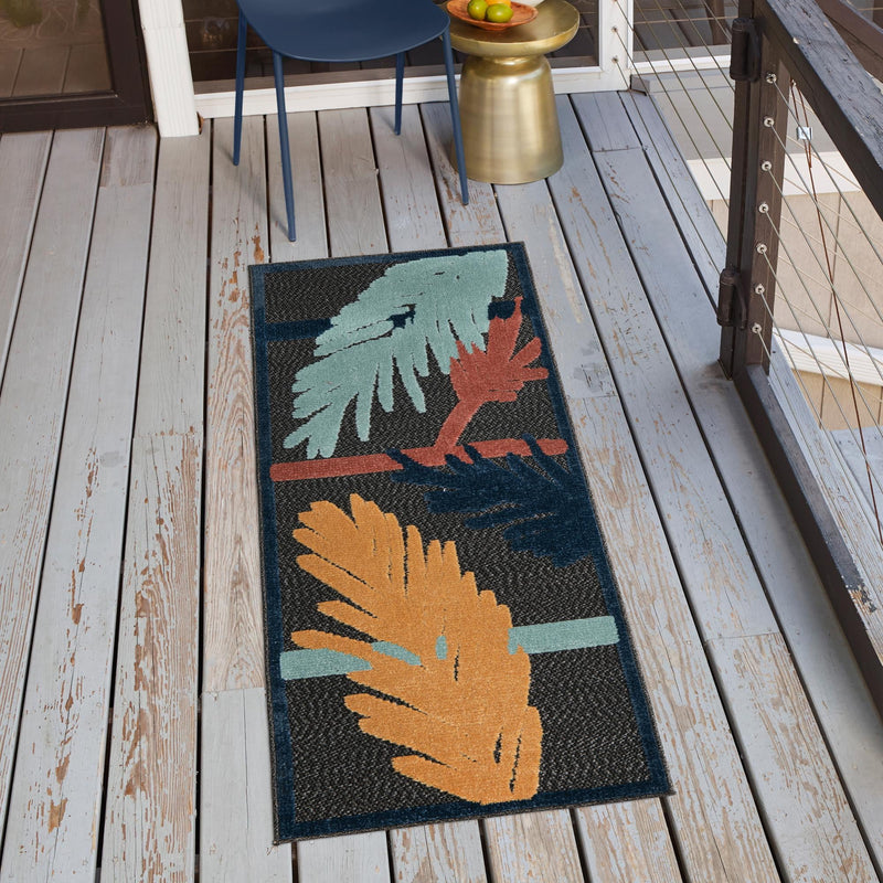 Caribbean Terrace Collection Area Rug - Antigua Runner Charcoal lifestyle 97