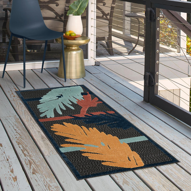 Caribbean Terrace Collection Area Rug - Antigua Runner Charcoal lifestyle 99