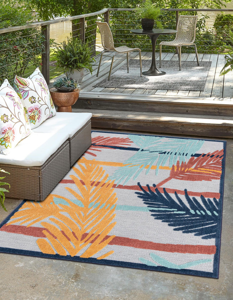Caribbean Terrace Collection Area Rug - Antigua Rectangle Gray lifestyle 4