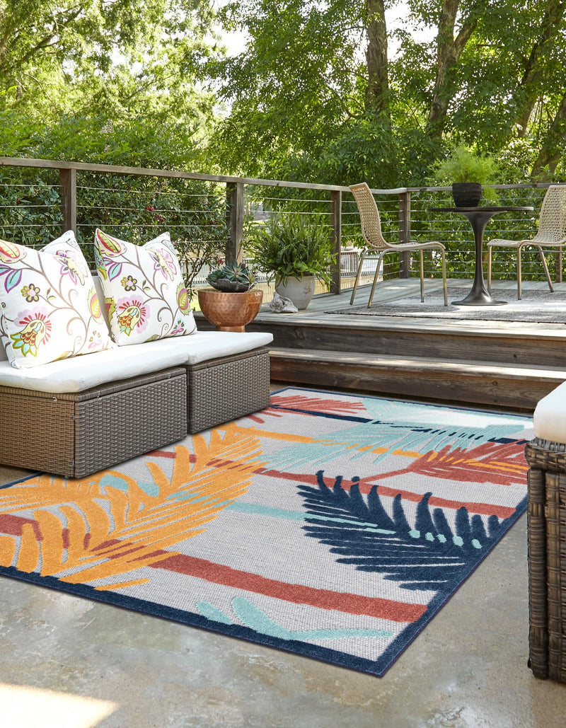 Caribbean Terrace Collection Area Rug - Antigua Rectangle Gray lifestyle 6