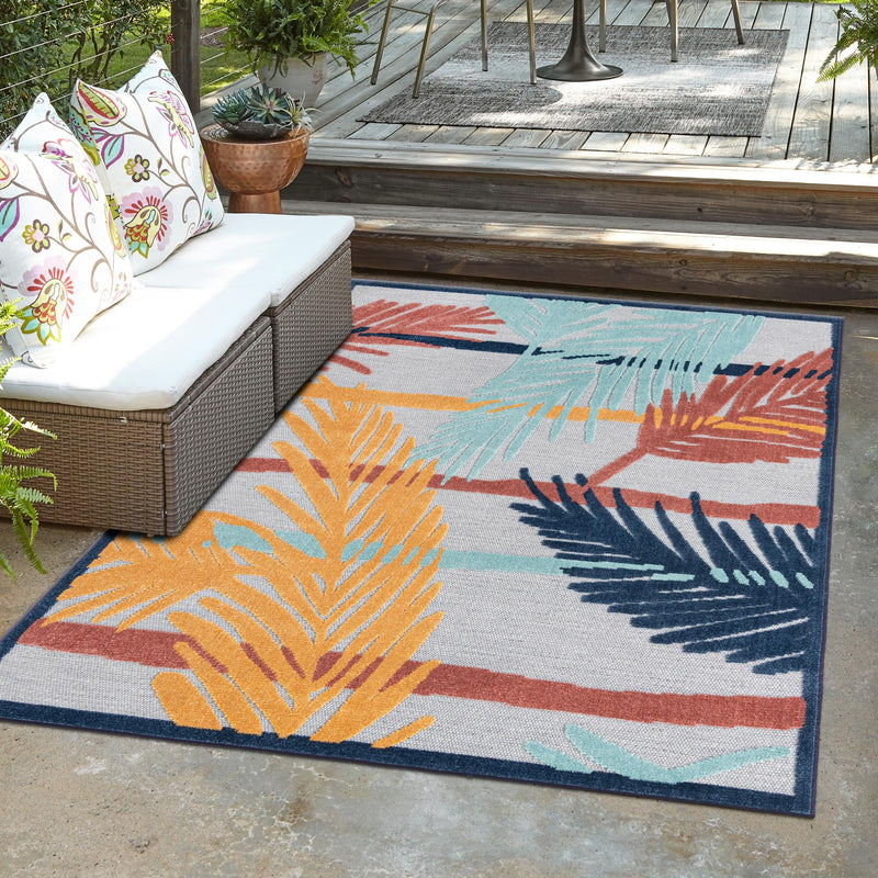 Caribbean Terrace Collection Area Rug - Antigua Rectangle Gray lifestyle 28