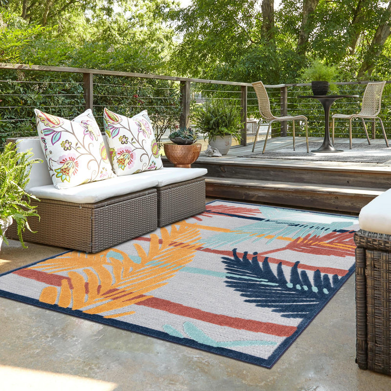 Caribbean Terrace Collection Area Rug - Antigua Rectangle Gray lifestyle 30