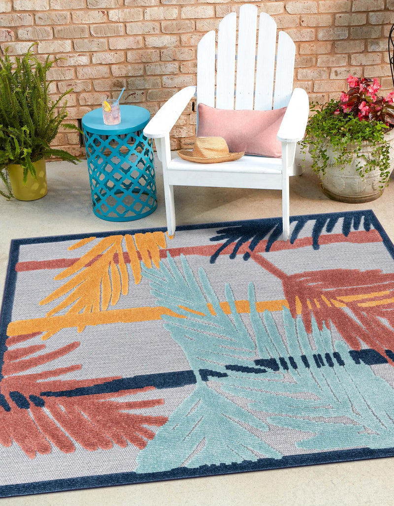 Caribbean Terrace Collection Area Rug - Antigua Square Gray lifestyle 39