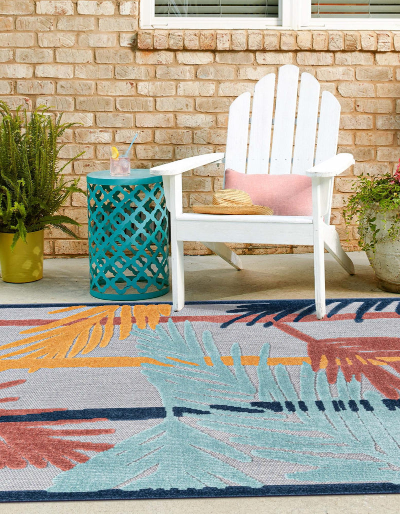 Caribbean Terrace Collection Area Rug - Antigua Square Gray lifestyle 44