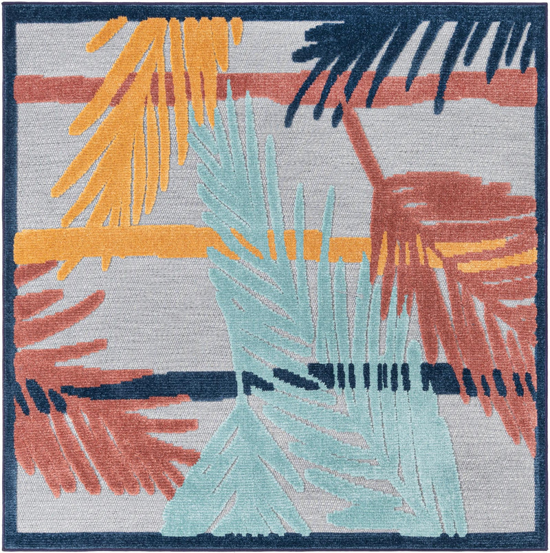 Caribbean Terrace Collection Area Rug - Antigua Square Gray lifestyle 34