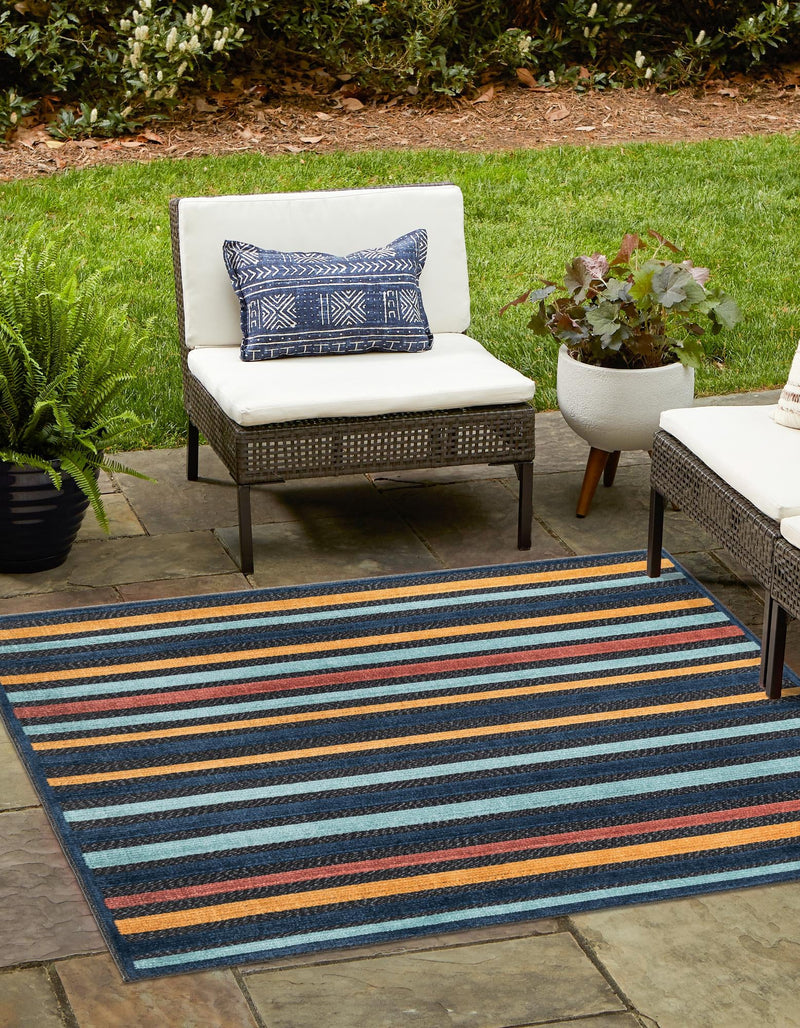 Caribbean Terrace Collection Area Rug - Martinique Square Charcoal lifestyle 19