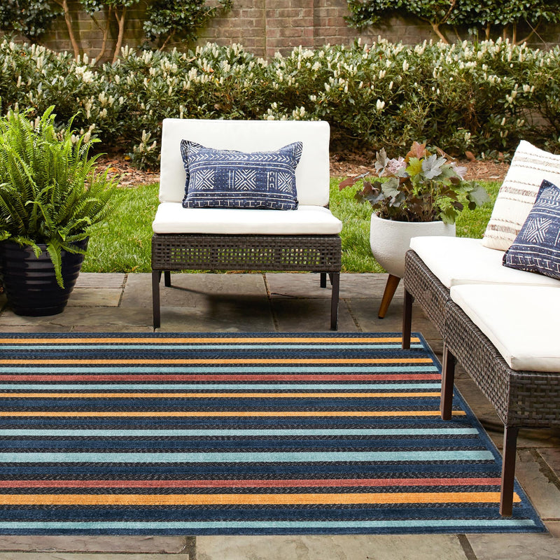 Caribbean Terrace Collection Area Rug - Martinique Square Charcoal lifestyle 57