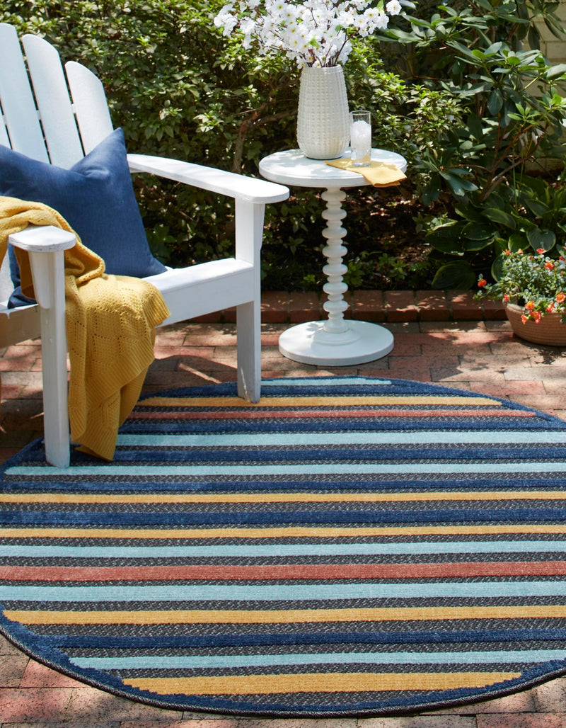 Caribbean Terrace Collection Area Rug - Martinique Round Charcoal lifestyle 23