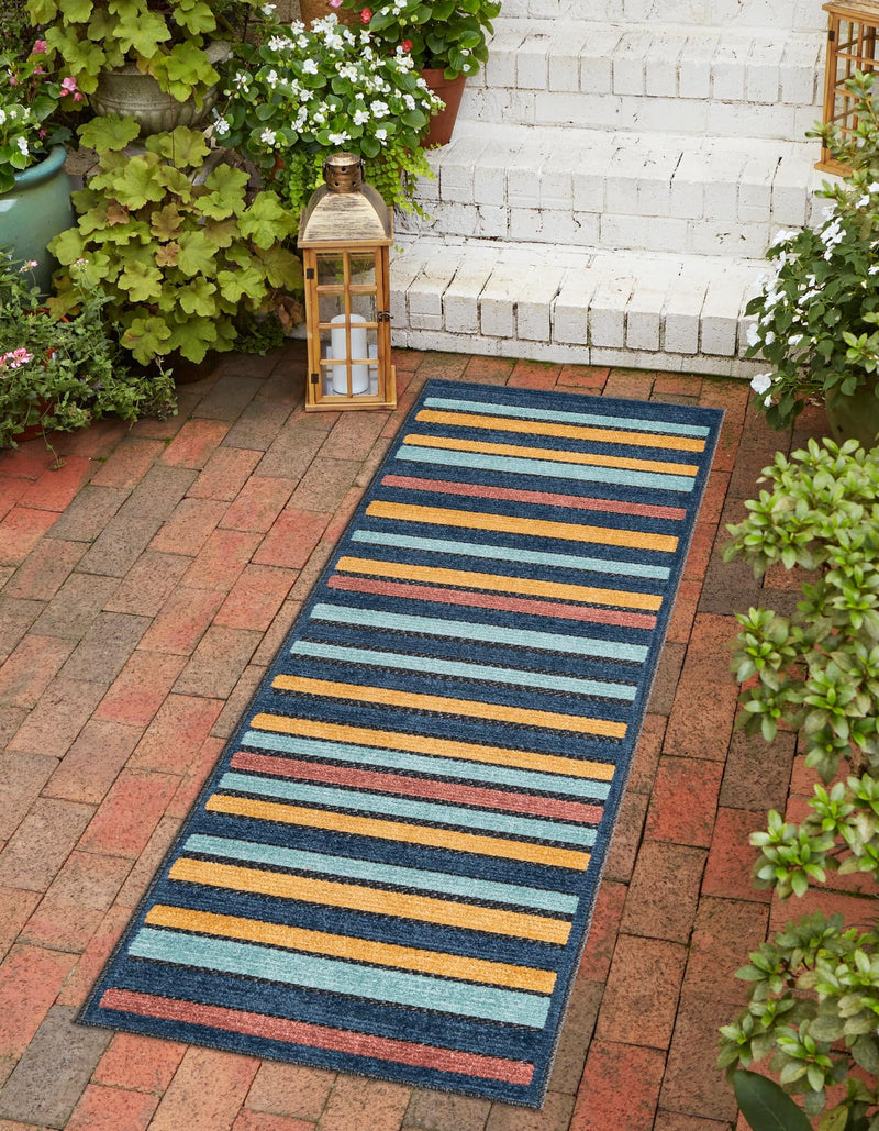 Caribbean Terrace Collection Area Rug - Martinique Runner Charcoal lifestyle 21