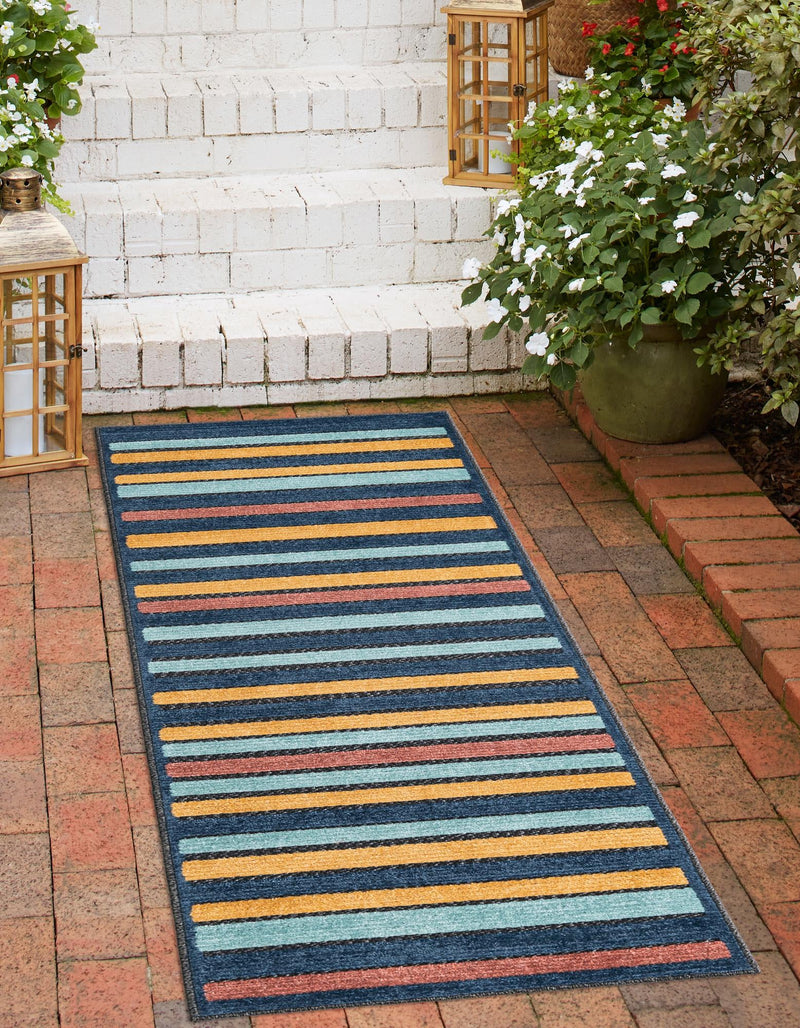Caribbean Terrace Collection Area Rug - Martinique Runner Charcoal lifestyle 24