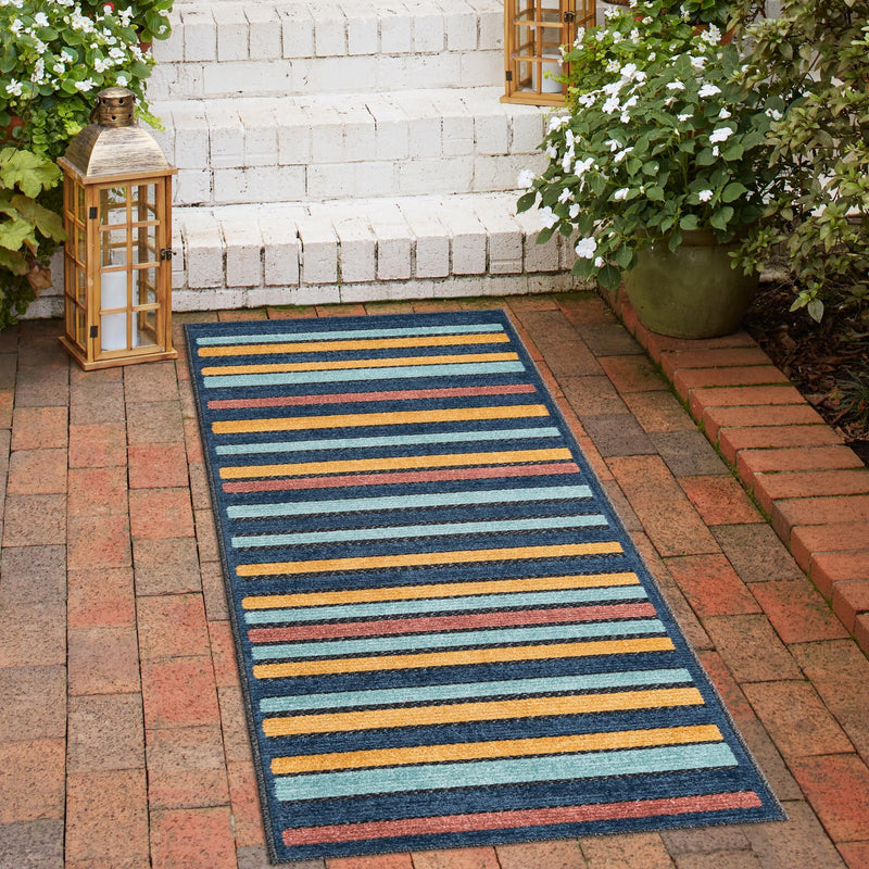 Caribbean Terrace Collection Area Rug - Martinique Runner Charcoal lifestyle 58
