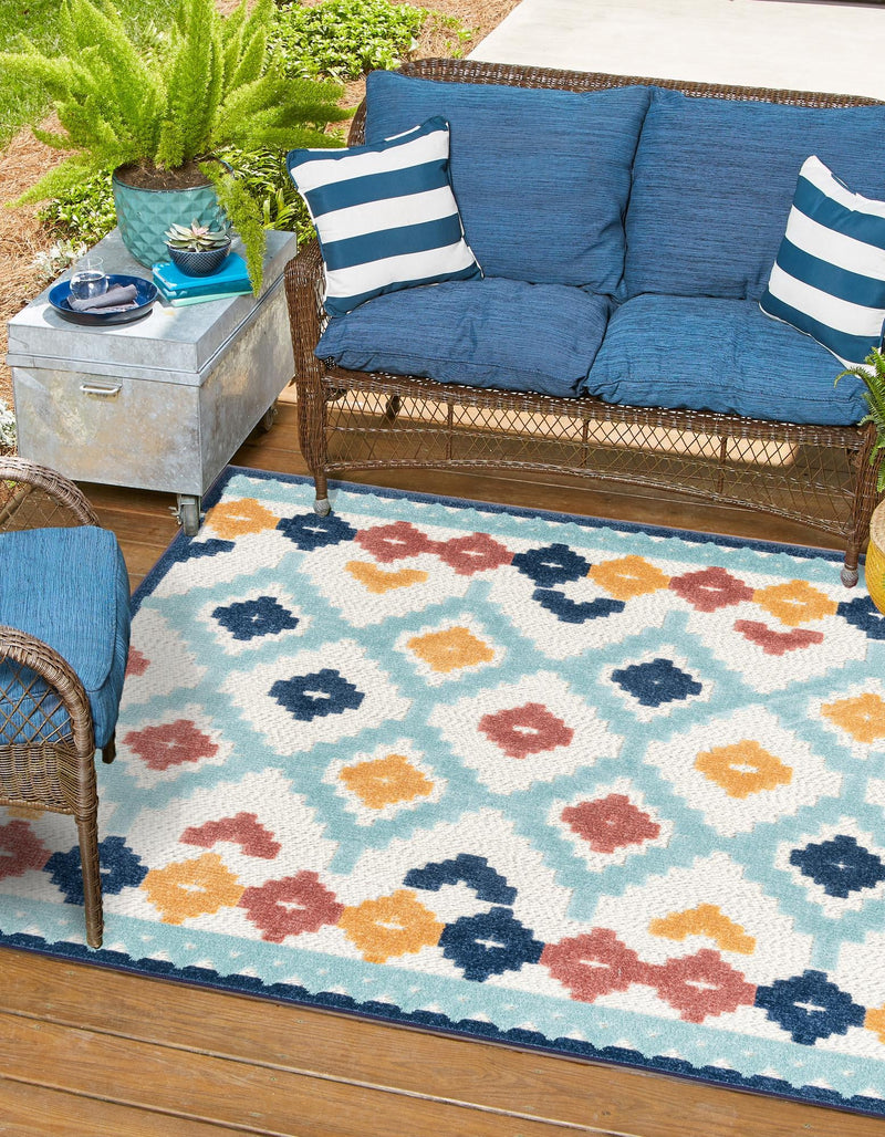 Caribbean Terrace Collection Area Rug - Tobago Square Ivory lifestyle 36