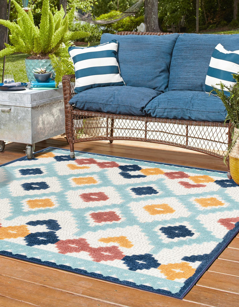 Caribbean Terrace Collection Area Rug - Tobago Square Ivory lifestyle 42