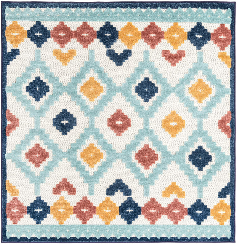 Caribbean Terrace Collection Area Rug - Tobago Square Ivory lifestyle 30