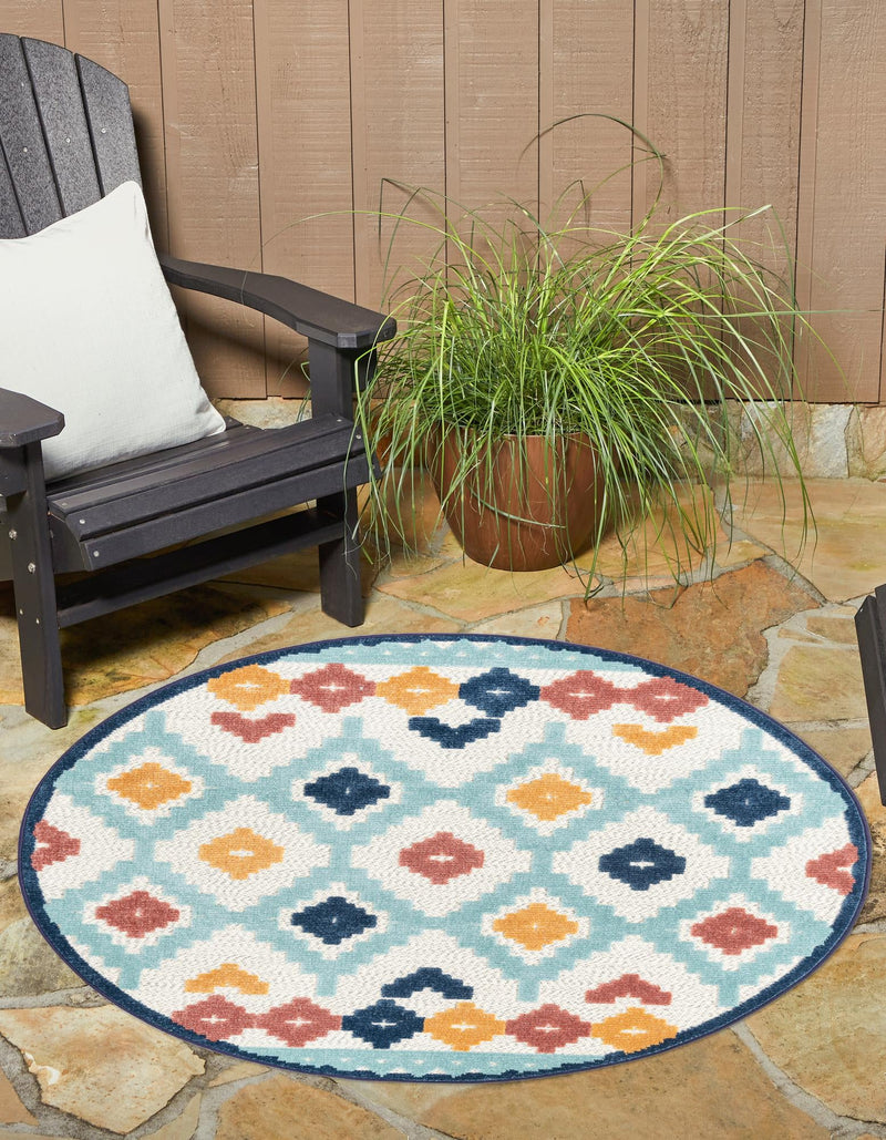 Caribbean Terrace Collection Area Rug - Tobago Round Ivory lifestyle 37