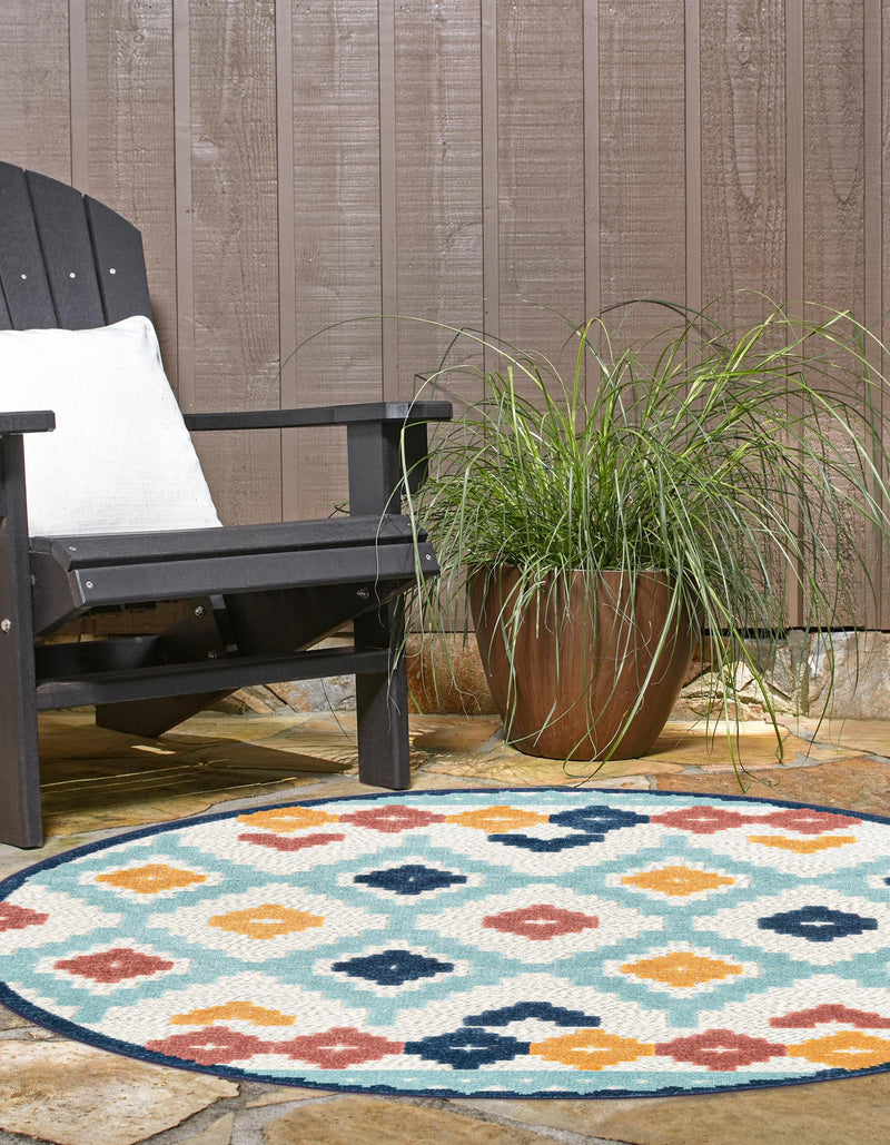 Caribbean Terrace Collection Area Rug - Tobago Round Ivory lifestyle 43