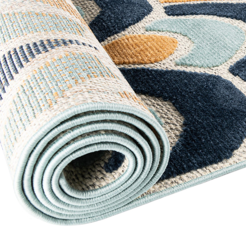 Caribbean Terrace Collection Area Rug - Barbados Round Blue lifestyle 46