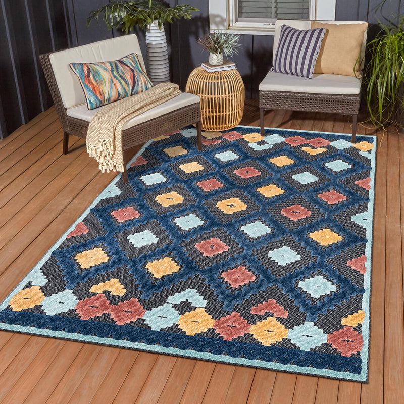 Caribbean Terrace Collection Area Rug - Tobago Rectangle Charcoal lifestyle 28