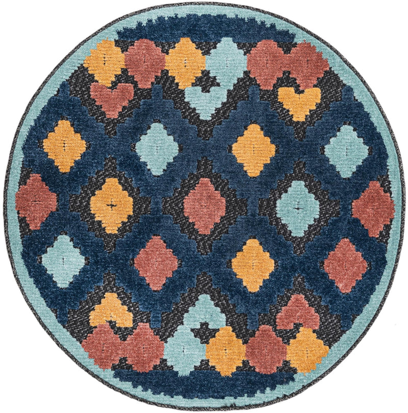 Caribbean Terrace Collection Area Rug - Tobago Round Charcoal lifestyle 34