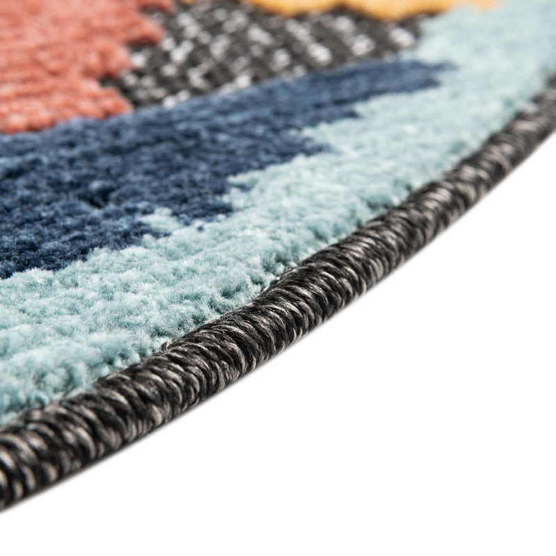 Caribbean Terrace Collection Area Rug - Tobago Round Charcoal lifestyle 64