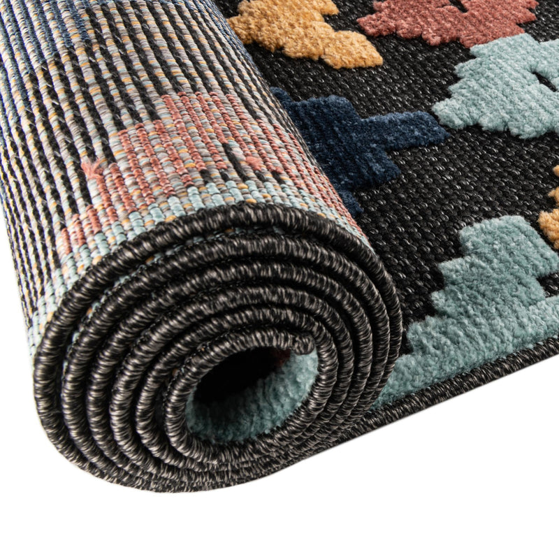 Caribbean Terrace Collection Area Rug - Tobago Round Charcoal lifestyle 94