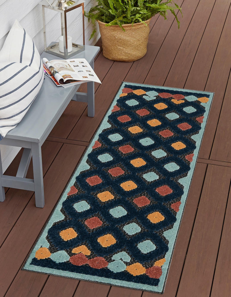 Caribbean Terrace Collection Area Rug - Tobago Runner Charcoal lifestyle 41