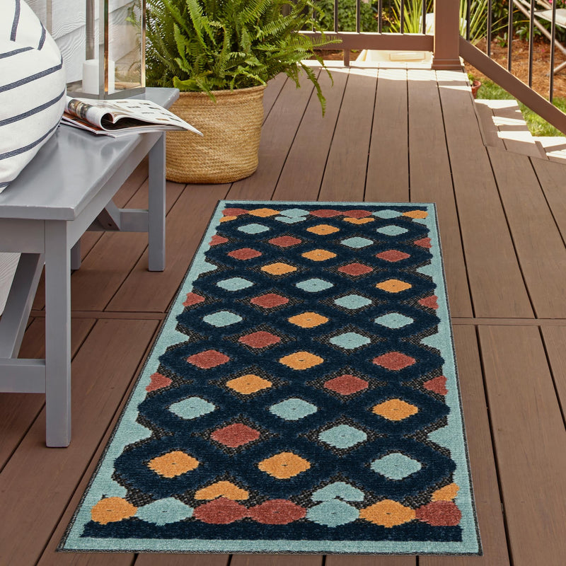 Caribbean Terrace Collection Area Rug - Tobago Runner Charcoal lifestyle 117