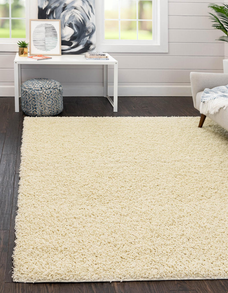 Cozy Haven Shag Collection Area Rug - Sanctuary (Pure Ivory) Square Pure Ivory lifestyle 17