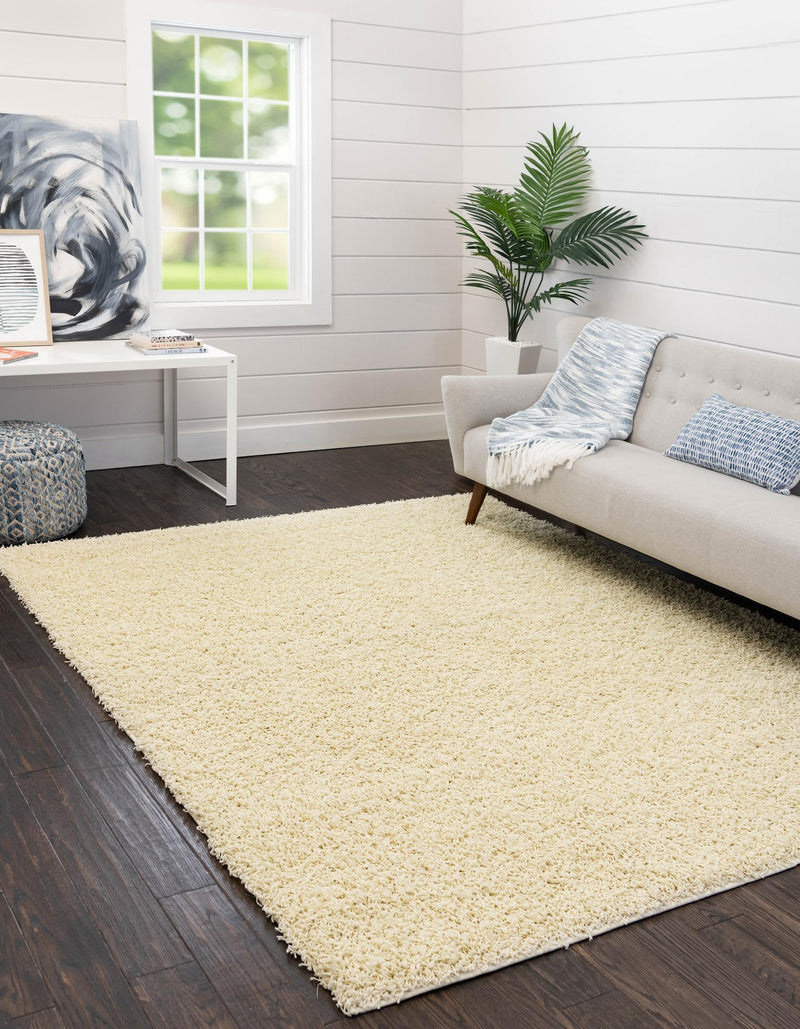 Cozy Haven Shag Collection Area Rug - Sanctuary (Pure Ivory) Square Pure Ivory lifestyle 19