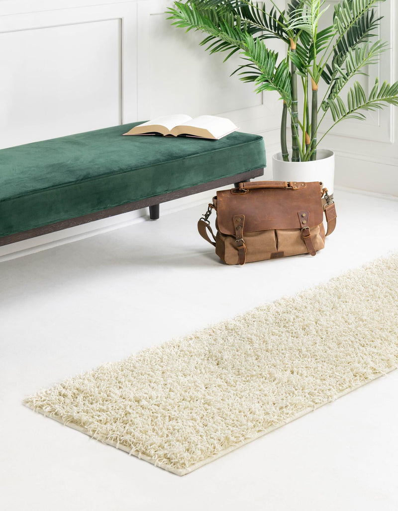 Cozy Haven Shag Collection Area Rug - Sanctuary (Pure Ivory) Runner Pure Ivory lifestyle 20