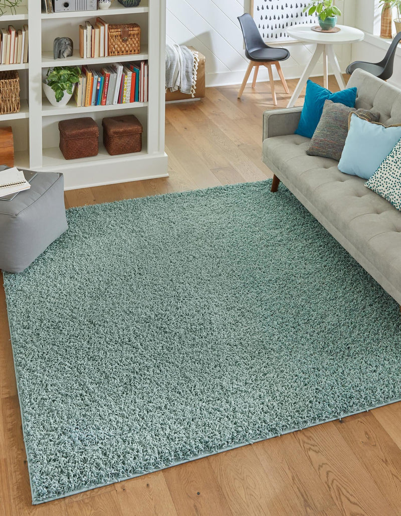Cozy Haven Shag Collection Area Rug - Sanctuary (Light Slate Blue) Square Light Slate Blue lifestyle 11