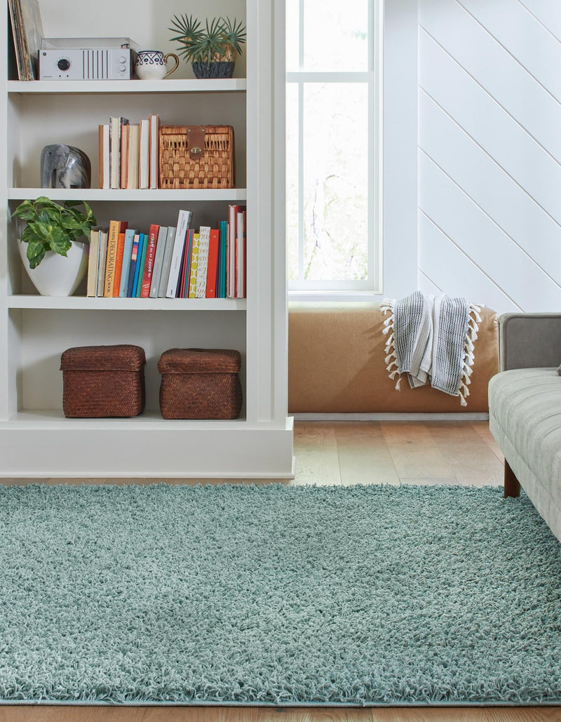 Cozy Haven Shag Collection Area Rug - Sanctuary (Light Slate Blue) Square Light Slate Blue lifestyle 13