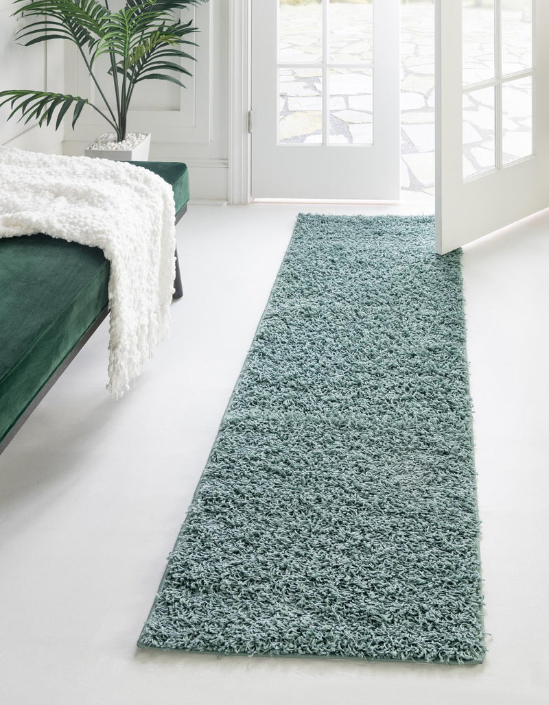 Cozy Haven Shag Collection Area Rug - Sanctuary (Light Slate Blue) Runner Light Slate Blue lifestyle 12