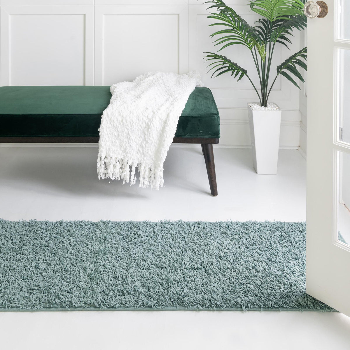 Cozy Haven Shag Collection Area Rug - Sanctuary Runner Light Slate Blue lifestyle 76