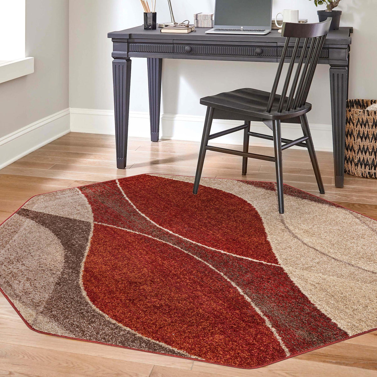 Autumn Meadow Collection Area Rug - Emberglow Octagon Multi lifestyle 87