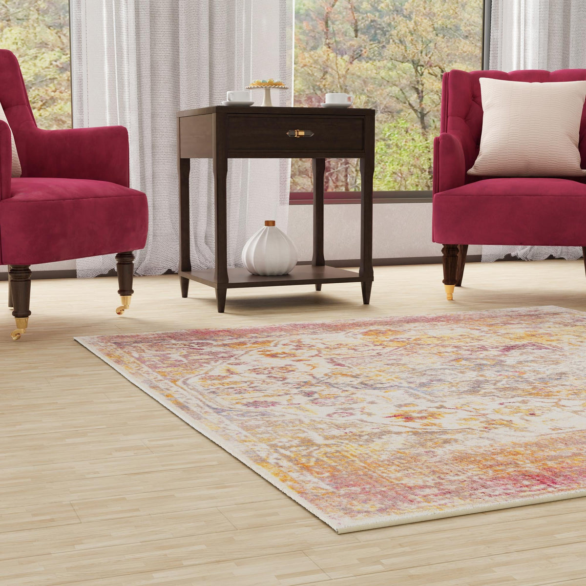 Sahara Elegance Collection Area Rug - Zagora Square Multi lifestyle 125