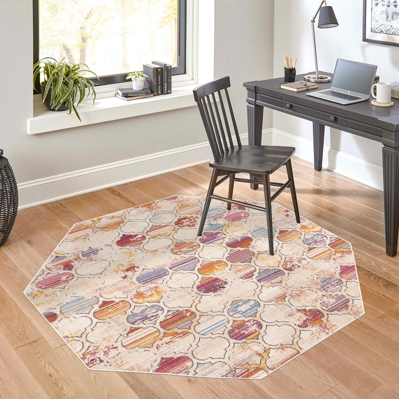 Sahara Elegance Collection Area Rug - Fes Octagon Multi lifestyle 55
