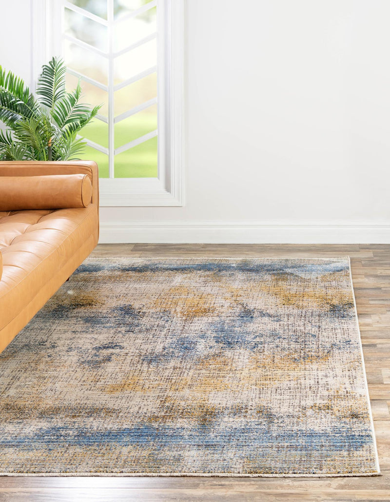 Sahara Elegance Collection Area Rug - Tangier Rectangle Blue Ivory lifestyle 3