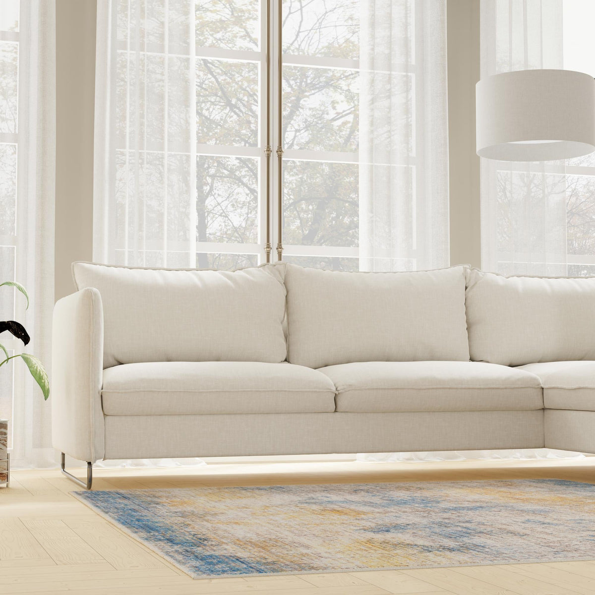 Sahara Elegance Collection Area Rug - Tangier Square Blue Ivory lifestyle 56