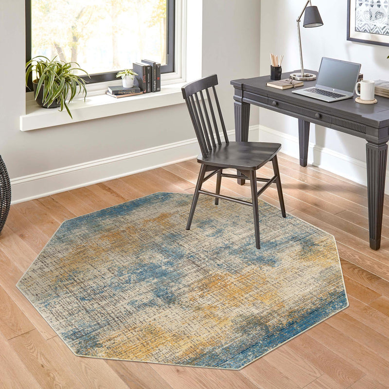 Sahara Elegance Collection Area Rug - Tangier Octagon Blue Ivory lifestyle 47