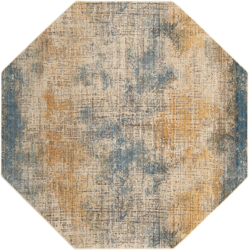 Sahara Elegance Collection Area Rug - Tangier Octagon Blue Ivory lifestyle 29